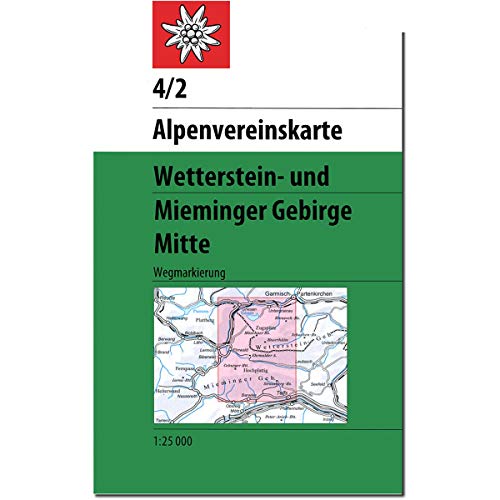 Wetterstein- und Mieminger Gebirge, Mitte: Topographische Karte 1:25.000 mit Wegmarkierungen (Alpenvereinskarten) von Deutscher Alpenverein